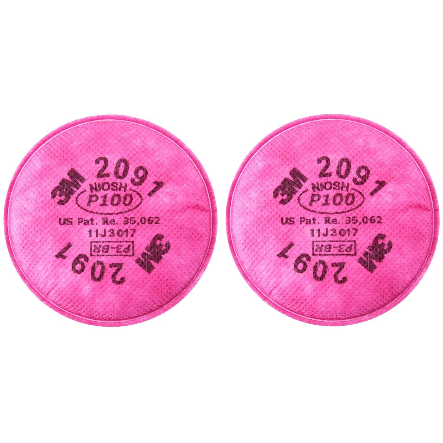 2-Pc 3M Particulate Filter (2091, P100, Pink)