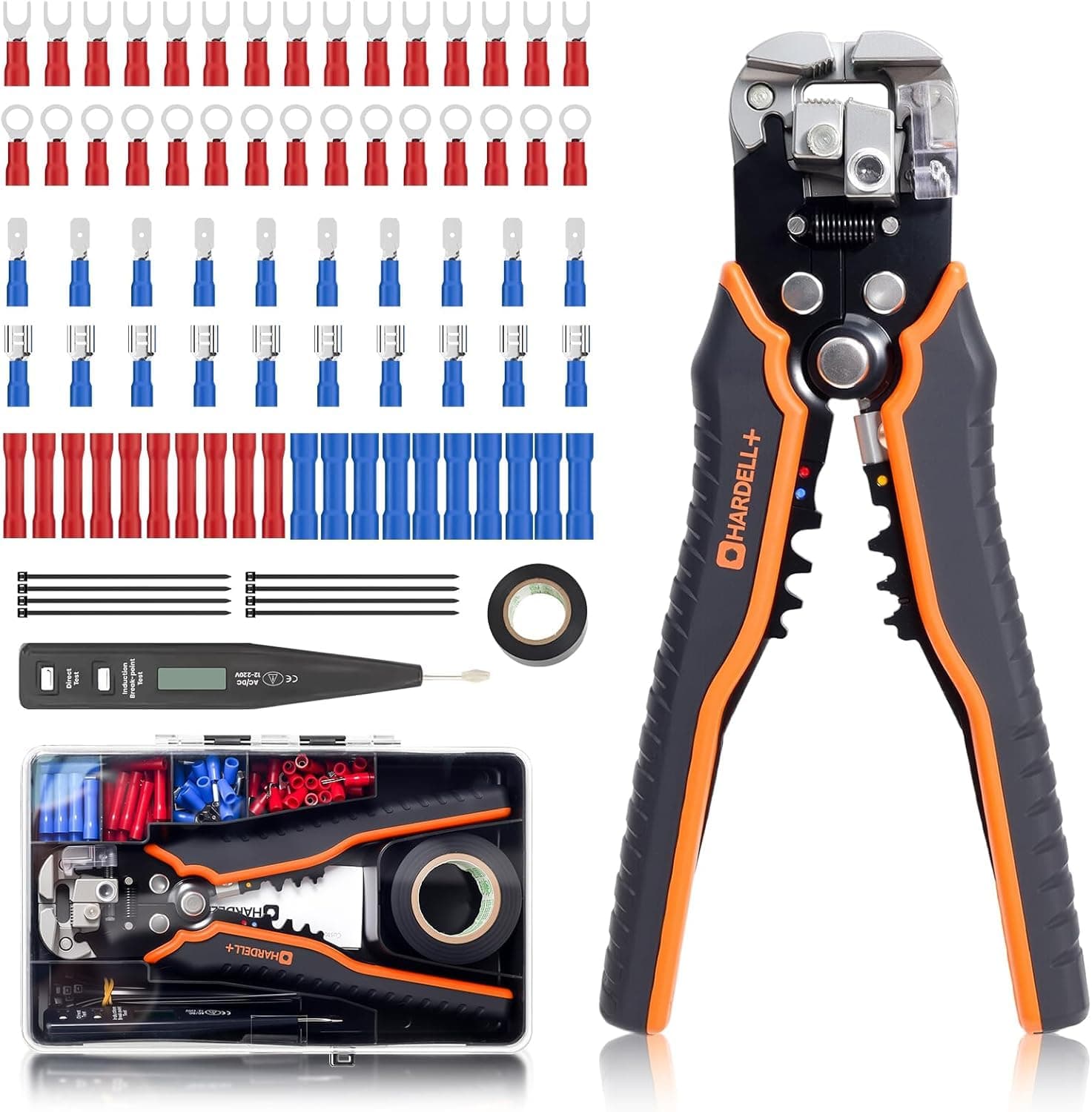 HARDELL 5-in-1 Wire Stripper & Crimper for 10-22 AWG w/ Storage Case