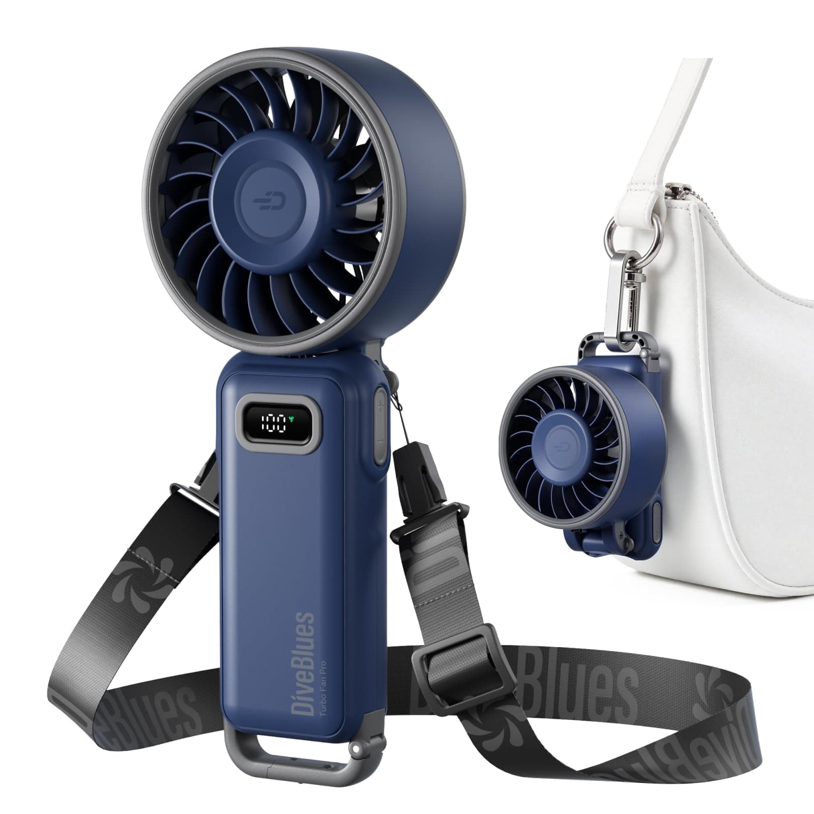 Diveblues 100-Speed Rechargeable Foldable Handheld Turbo Fan