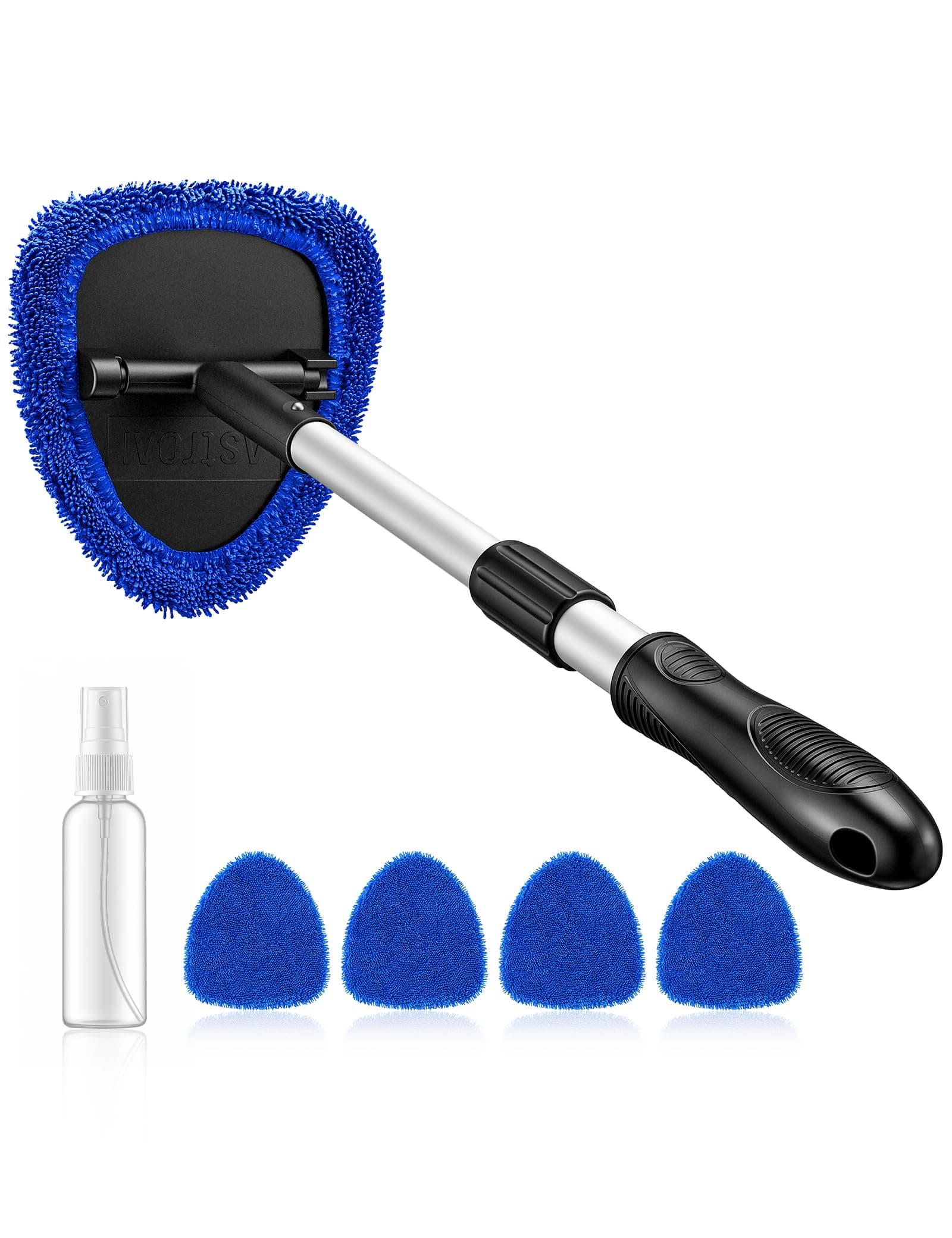 AstroAI Extendable Windshield Cleaner w/ 4 Microfiber Pads (Blue)