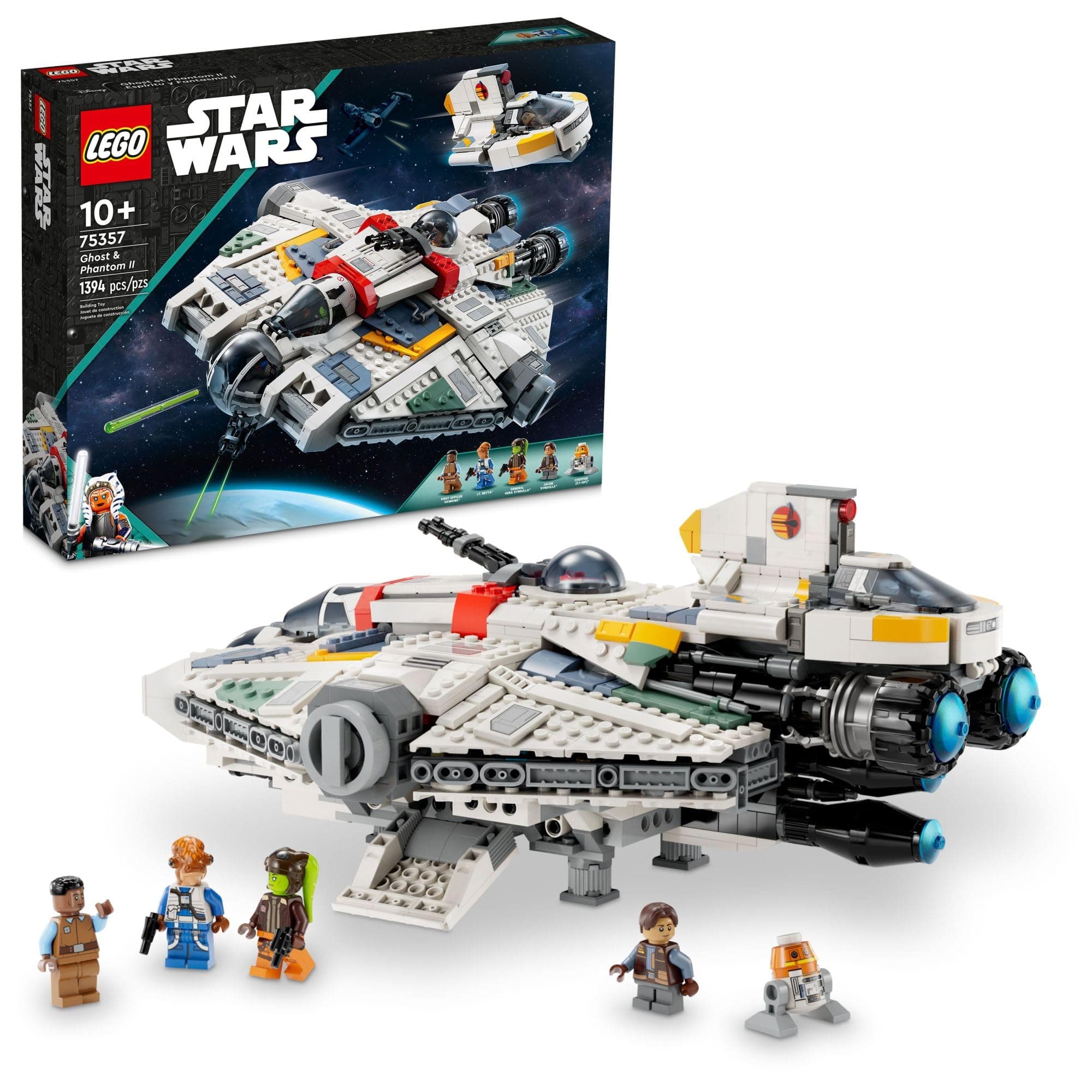 1394-Piece LEGO Star Wars: Ahsoka Ghost and Phantom II Spaceship