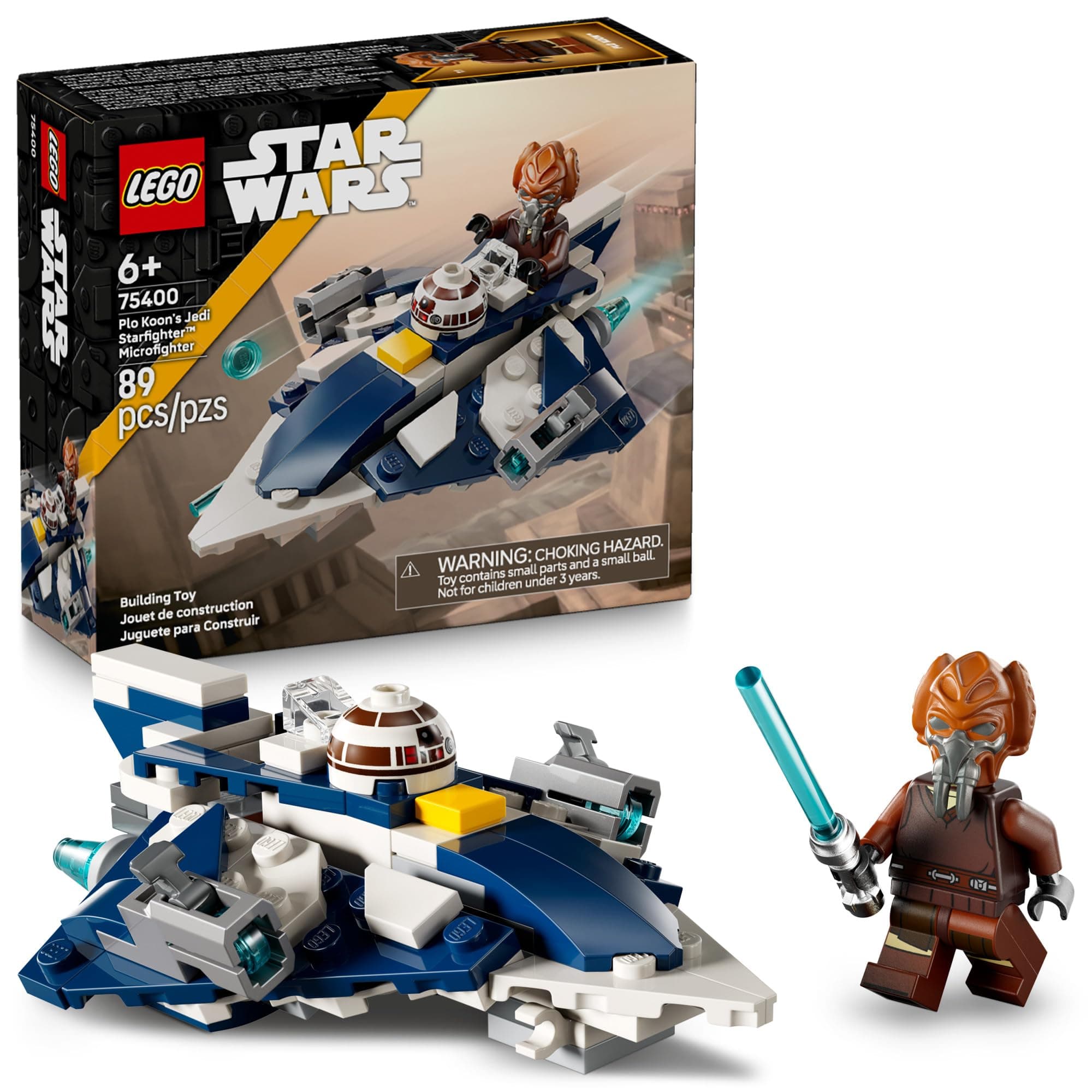 89-Pc LEGO Star Wars Plo Koon’s Jedi Starfighter Microfighter Kit (75400)