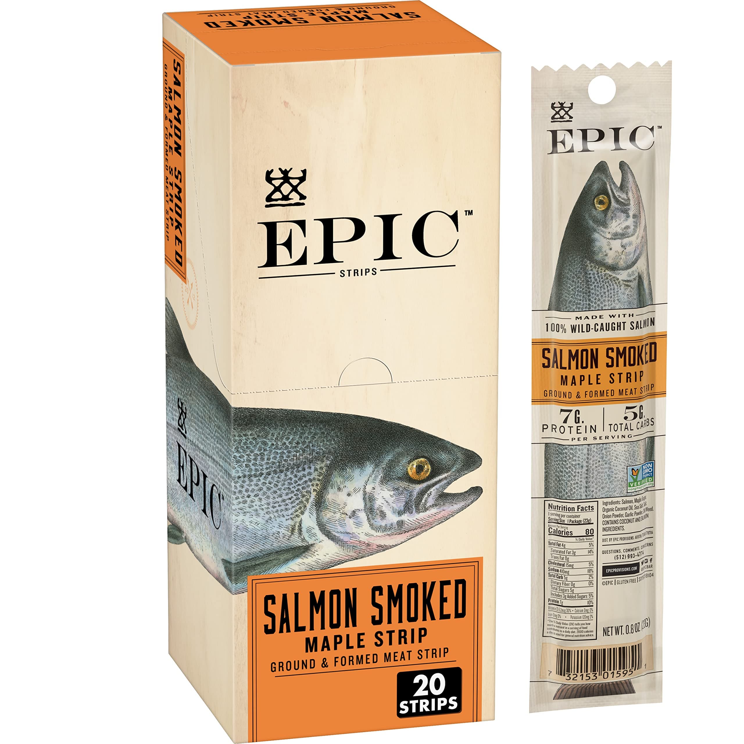 20-Ct 0.8-Oz EPIC Salmon Smoked Maple Strips
