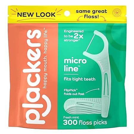 300-Ct Plackers Micro Line Dental Floss Picks (Fresh Mint)