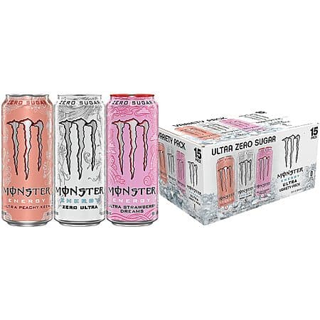 15-Pk 16-Oz Monster Energy Ultra Sugar Free Energy Drink (Variety Pack)