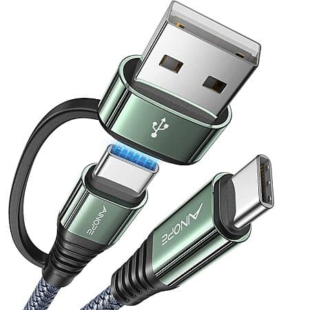 60W AINOPE USB-C Charging Cable w/ USB-C to USB-A Adapter