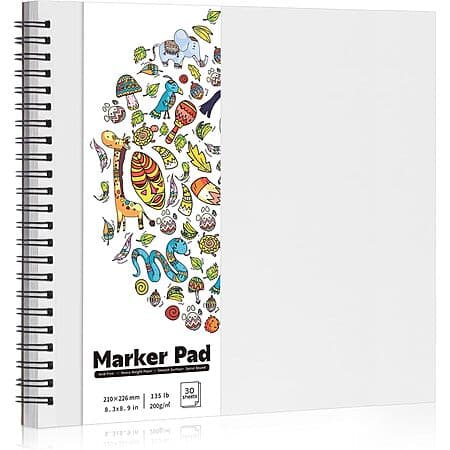 30-Sheet Double Sided Marker Paper Pad (135-lb/200gsm, 8.3" x 8.9")